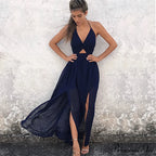 Warm Bohemian Long Halter Flower Dress