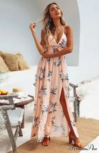 Warm Bohemian Long Halter Flower Dress