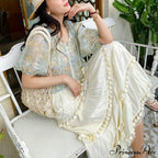 Warm Bohemian Skirts Elevated Waist Hollow A-line Maxi Skirts Vacation