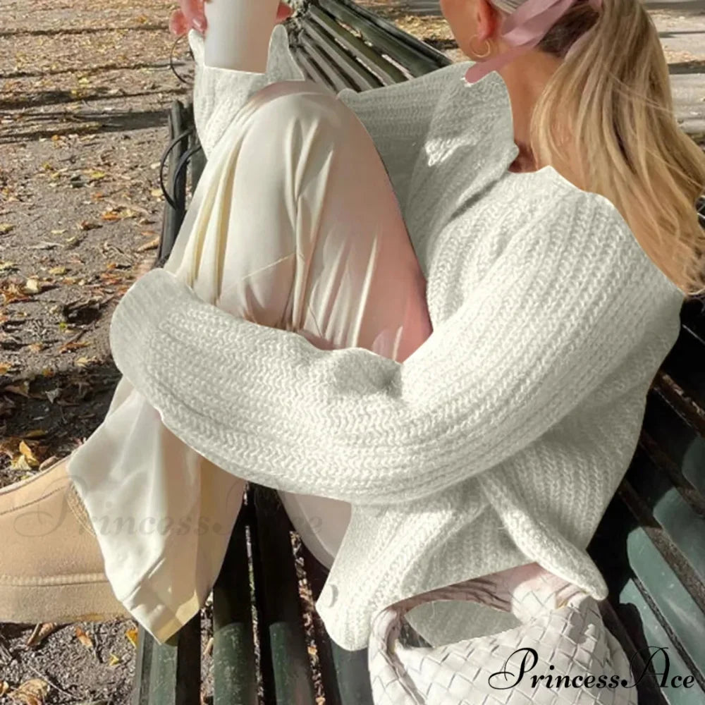 Warm Chunky Knit Long Sleeve Red Cardigan