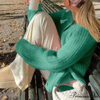 Warm Chunky Knit Long Sleeve Red Cardigan