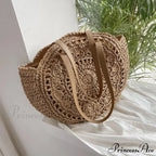 Warm Circular Straw Shoulder Bag for Women