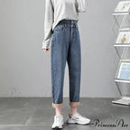 Warm Harem Thicken High Waist Vintage Loose Wide-leg Fleece Denim Jean