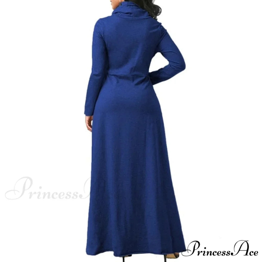 Warm High Collar Women Long-sleeved Dress