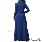 Warm High Collar Women Long-sleeved Dress
