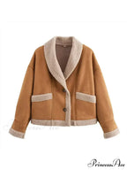 Warm Lamb Wool Casual Lapel Single-breasted Thickened Pocket Winter Stylish Coat