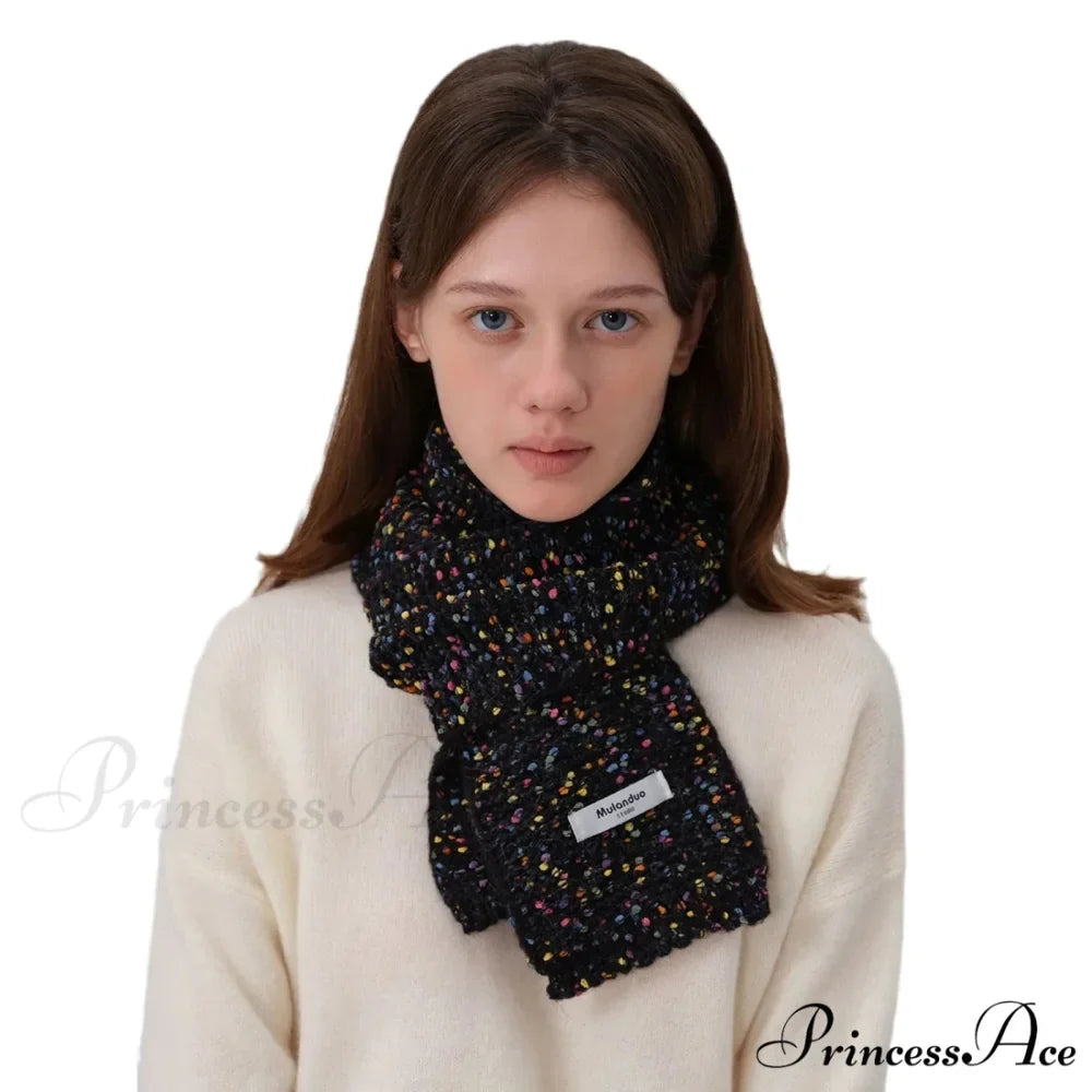 Warm Multi-Color Dot Acrylic Cashmere Small Scarf for Autumn Winter