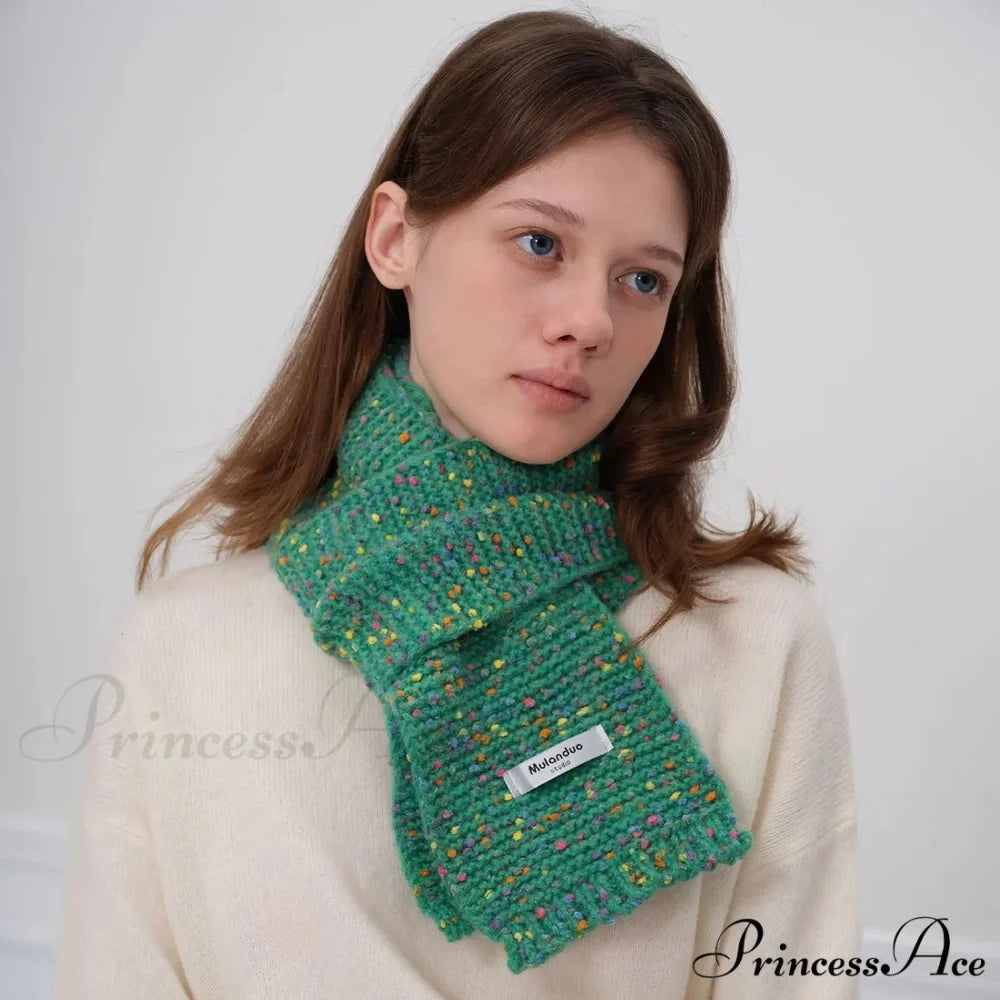 Warm Multi-Color Dot Acrylic Cashmere Small Scarf for Autumn Winter