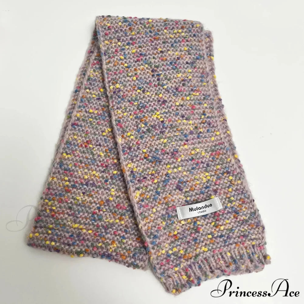 Warm Multi-Color Dot Acrylic Cashmere Small Scarf for Autumn Winter