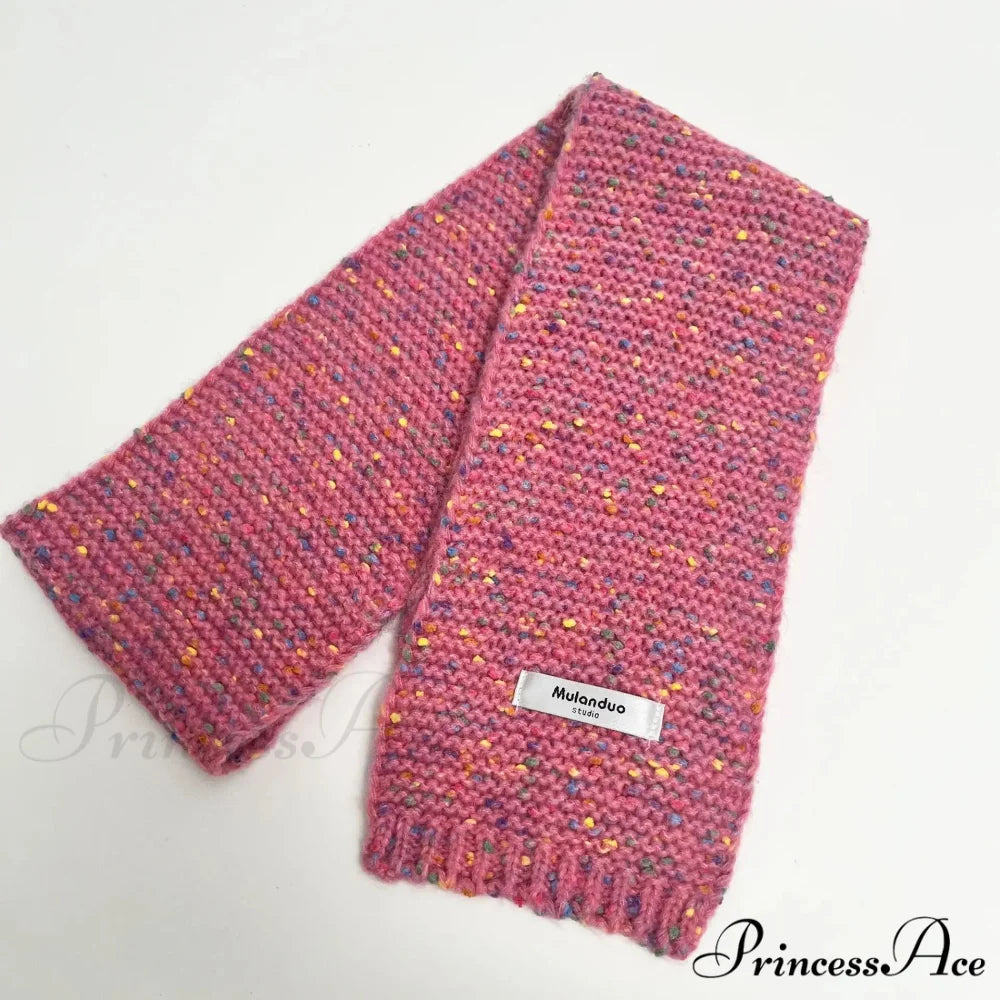 Warm Multi-Color Dot Acrylic Cashmere Small Scarf for Autumn Winter