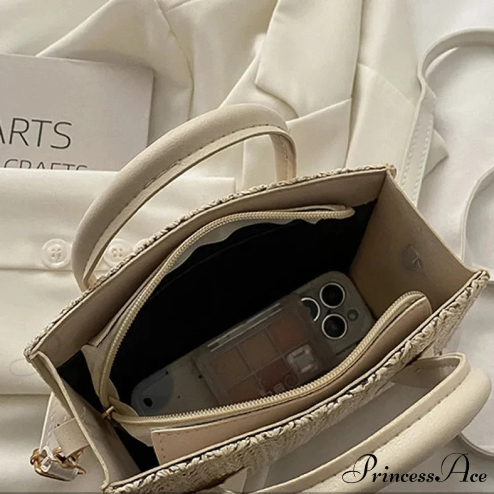 Warm New Blossom Woven Crossbody Purse