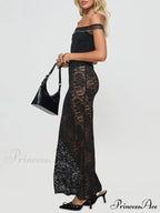 Warm Sensual Transparent Lace Floral Extended Skirt 2000s Celebration