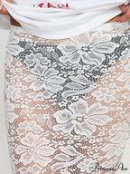 Warm Sensual Transparent Lace Floral Extended Skirt 2000s Celebration