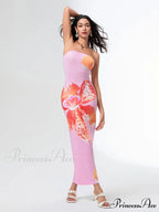 Warm Sleeveless Open-Back Wrap Flower Dress