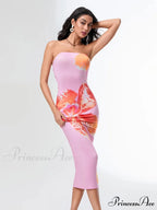 Warm Sleeveless Open-Back Wrap Flower Dress