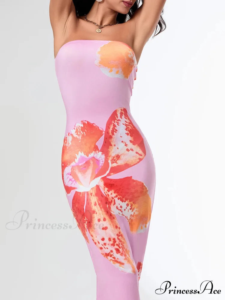 Warm Sleeveless Open-Back Wrap Flower Dress