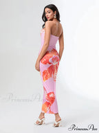 Warm Sleeveless Open-Back Wrap Flower Dress