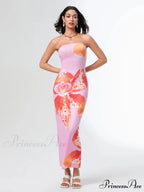 Warm Sleeveless Open-Back Wrap Flower Dress