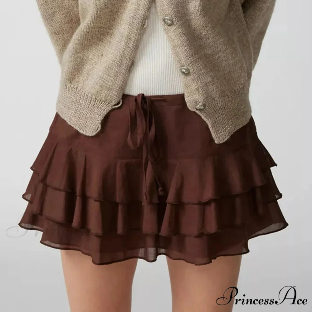 Warm Solid Frilled Tiered Skirt