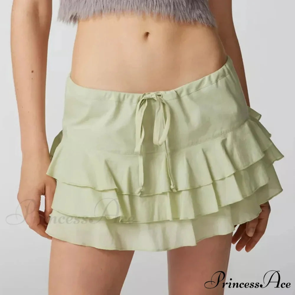 Warm Solid Frilled Tiered Skirt