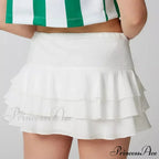 Warm Solid Frilled Tiered Skirt