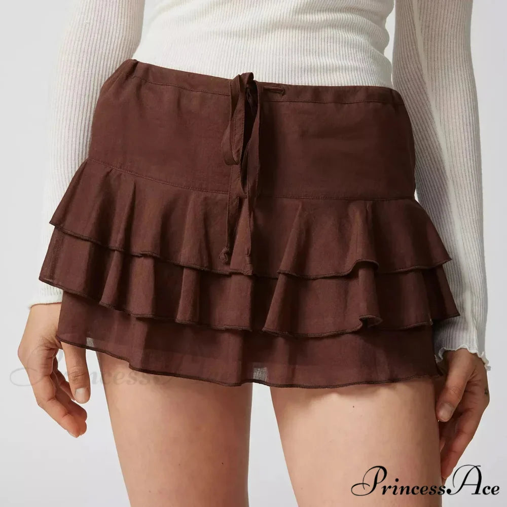 Warm Solid Frilled Tiered Skirt