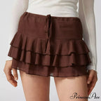 Warm Solid Frilled Tiered Skirt