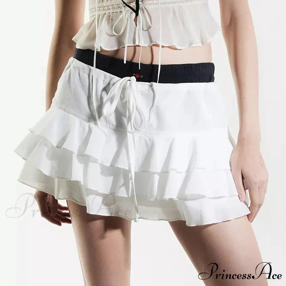 Warm Solid Frilled Tiered Skirt