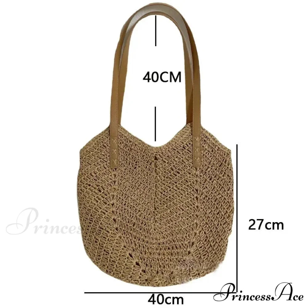 Warm Straw Wicker Knitted Shoulder Bag
