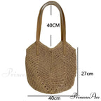 Warm Straw Wicker Knitted Shoulder Bag