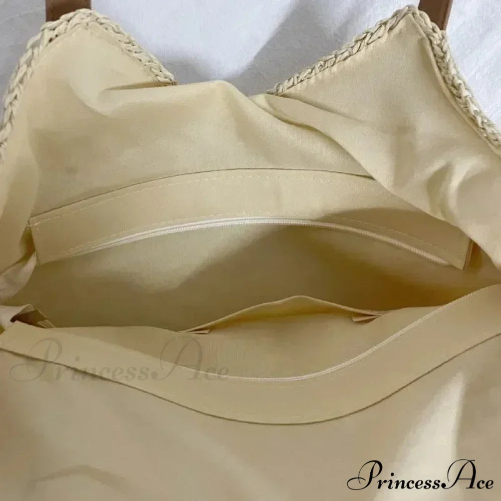 Warm Straw Wicker Knitted Shoulder Bag