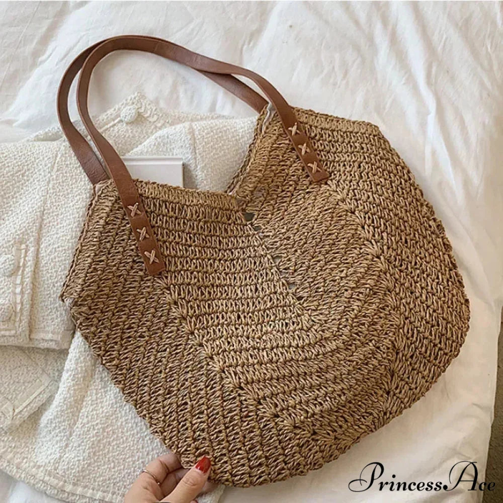 Warm Straw Wicker Knitted Shoulder Bag