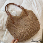 Warm Straw Wicker Knitted Shoulder Bag