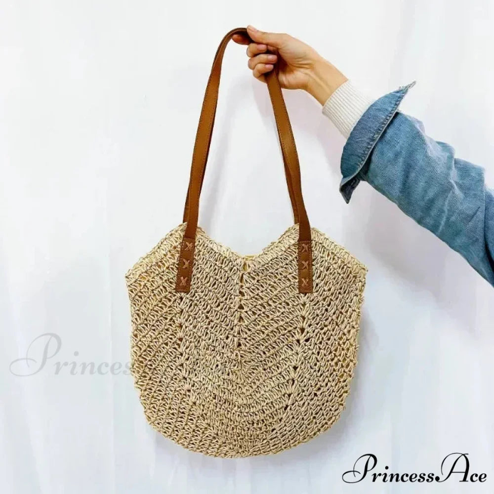 Warm Straw Wicker Knitted Shoulder Bag