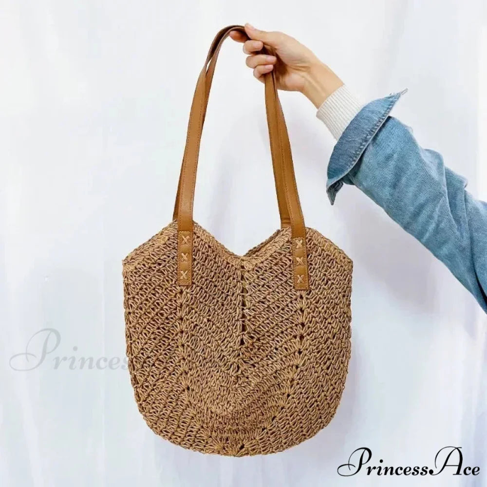 Warm Straw Wicker Knitted Shoulder Bag