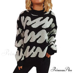 Wave Line Print  Crew Neck  Cozy Jumper