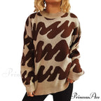 Wave Line Print  Crew Neck  Cozy Jumper