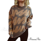 Wave Line Print  Crew Neck  Cozy Jumper