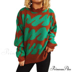 Wave Line Print  Crew Neck  Cozy Jumper