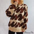 Wave Line Print  Crew Neck  Cozy Jumper