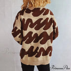 Wave Line Print  Crew Neck  Cozy Jumper