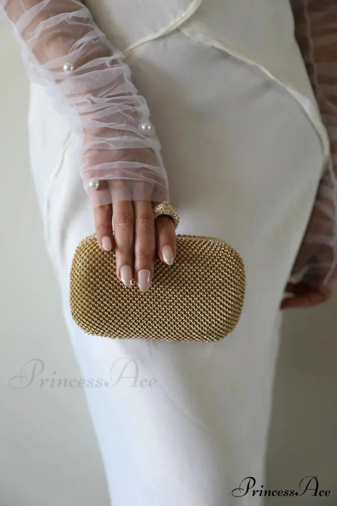 Wedding Sparkling Golden Evening Clutch Wristlet