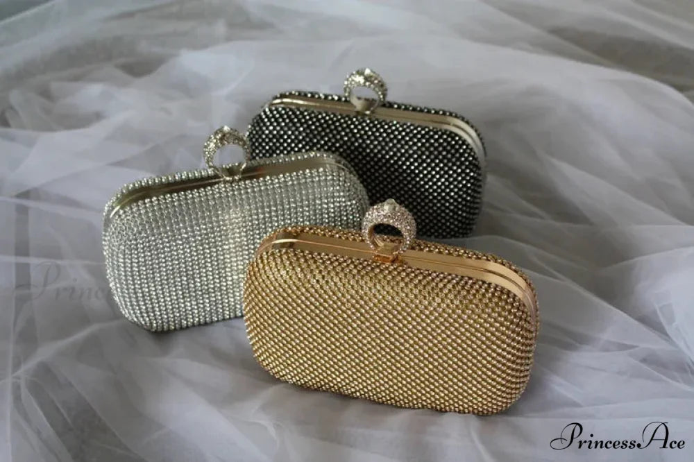 Wedding Sparkling Golden Evening Clutch Wristlet