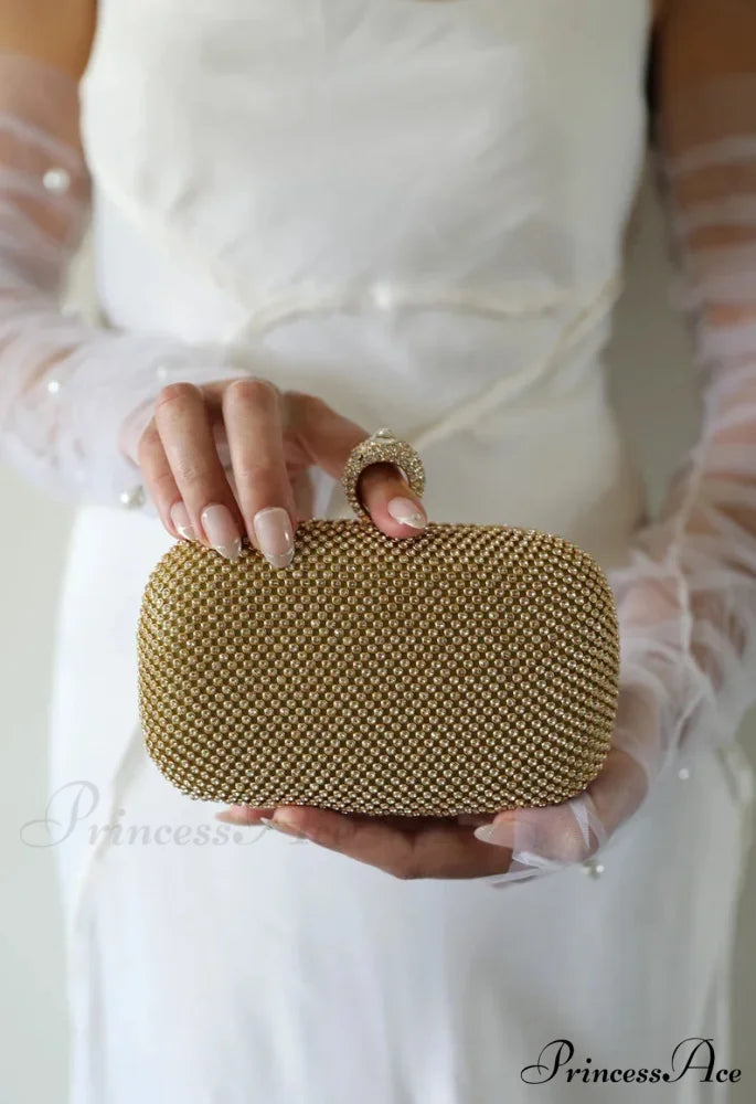 Wedding Sparkling Golden Evening Clutch Wristlet
