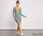 What's The Scoop Cutout Graceful Ribbed Knit Mini Dress