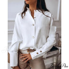 White and Black Extended Sleeve Informal Blouse