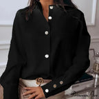 White and Black Extended Sleeve Informal Blouse