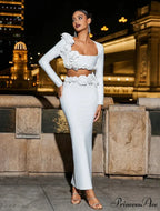 White Bandage Two-Piece Party Dress