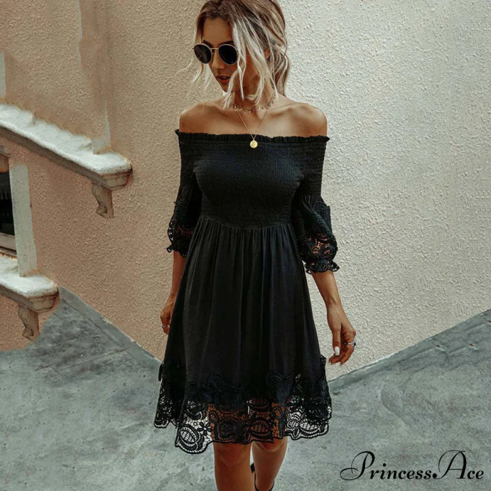 White Black Lace Dress