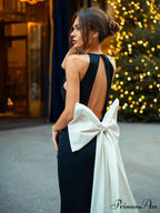 White Bow Backless Mini Party Dress